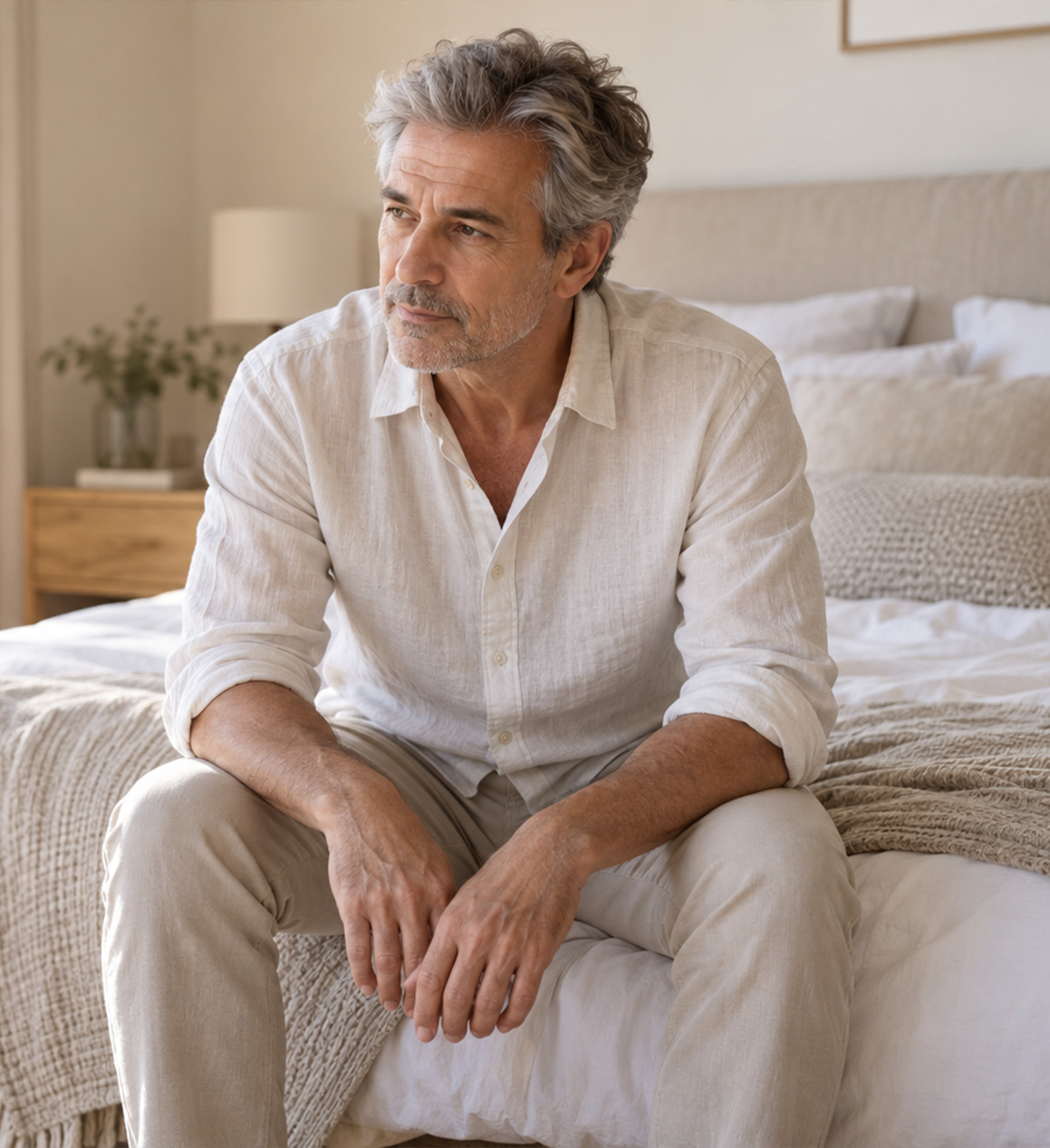 Symptômes : fatigue et baisse d’énergie chez un homme mature.